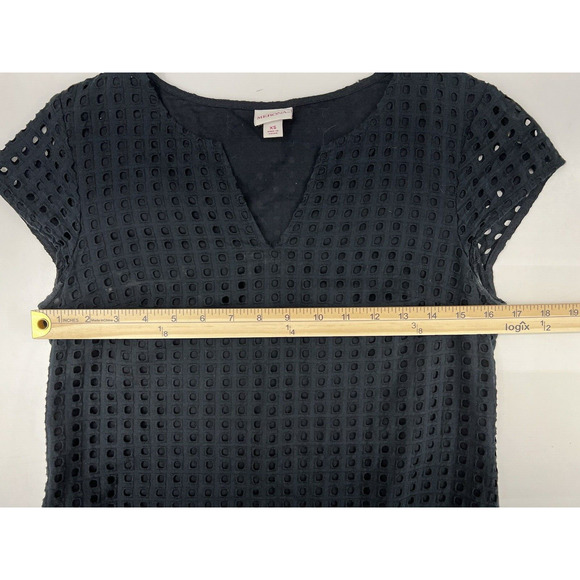 Womens Merona Black Cap Sleeve Crochet Square Detail Size XS - Picture 8 of 10